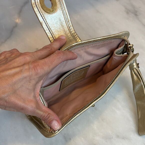 Coach Parker Natural Straw Leather Trim Clutch Wristlet Wallet Clutch - Picture 12 of 16